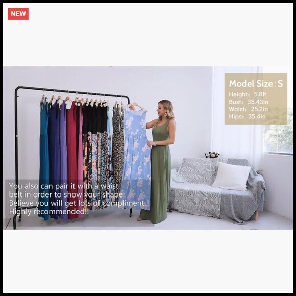 Sleeveless Maxi Dress with Pockets Casual Floral A-Line Summer Beach Wear - Picture 7 of 7